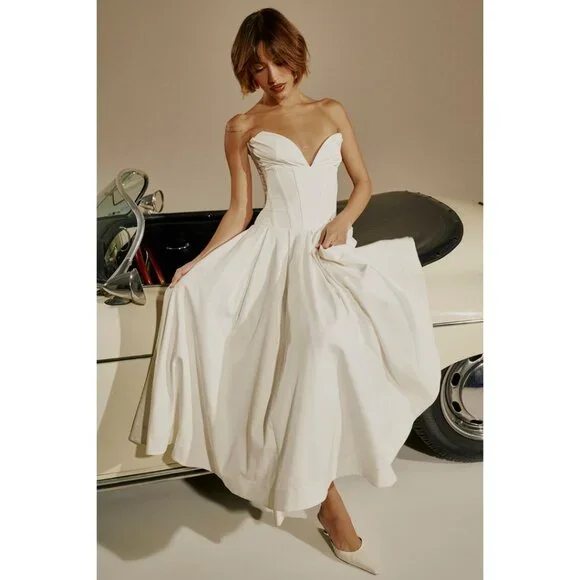 House of CB | Dresses | House Of Cb Lady White Strapless Midi Dress Medium  Nwot | Poshmark